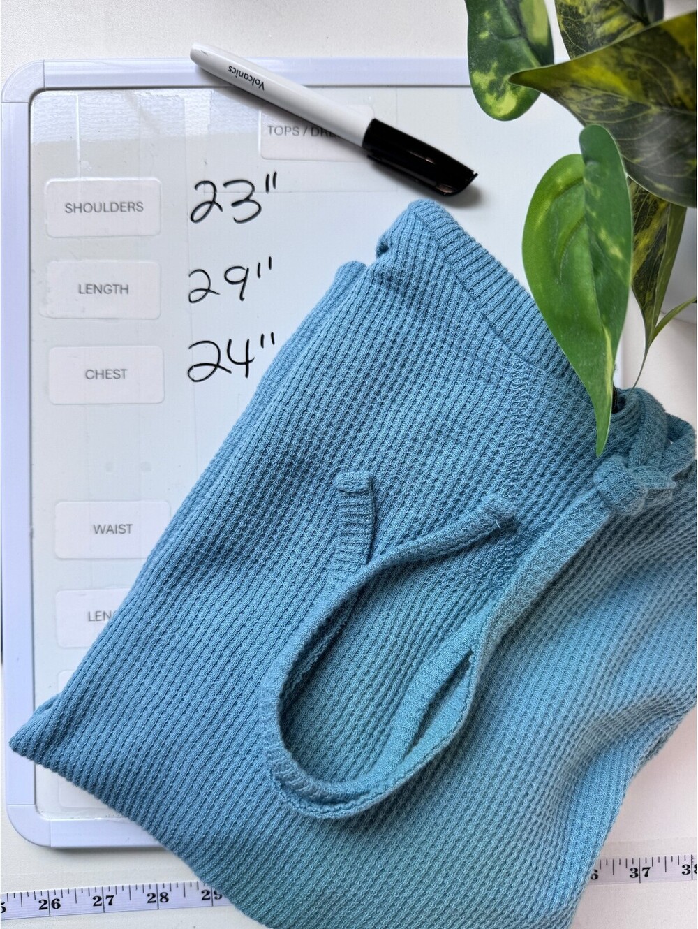 Waffle Knit Thermal Hoodie Mens XL Teal Maui And Sons Surf Beach Layering Top - Picture 8 of 8